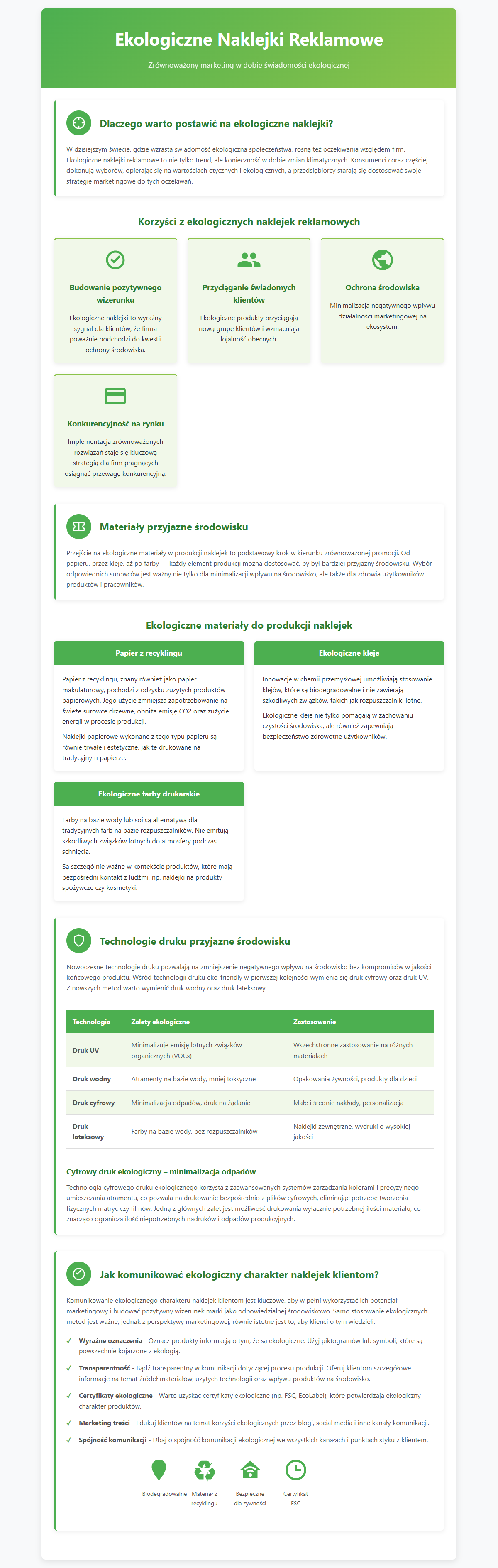 Ekologiczne naklejki reklamowe